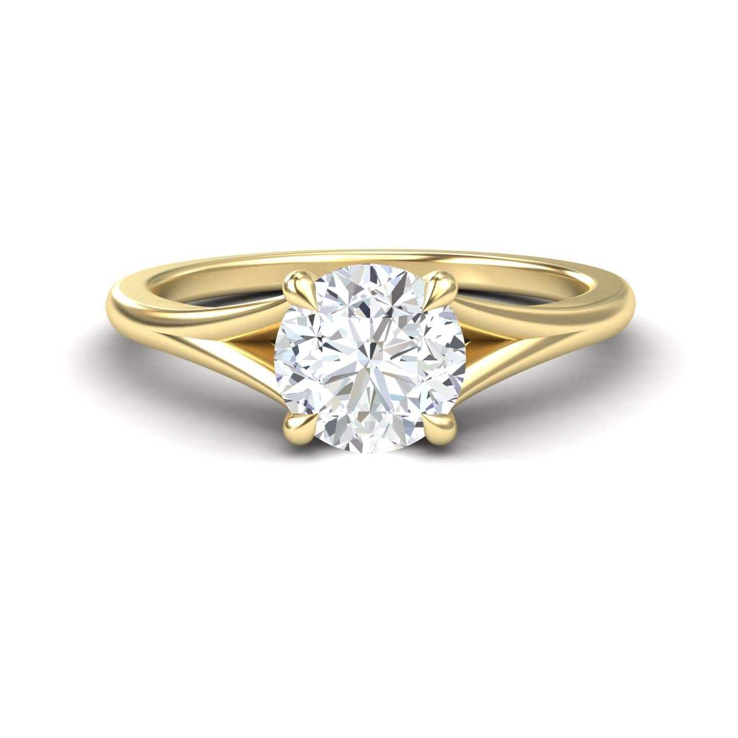 White Diamond Classic Split Shank Solitaire Engagement Ring - Jolie