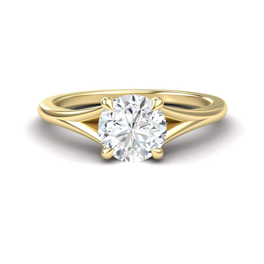 White Diamond Classic Split Shank Solitaire Engagement Ring - Jolie