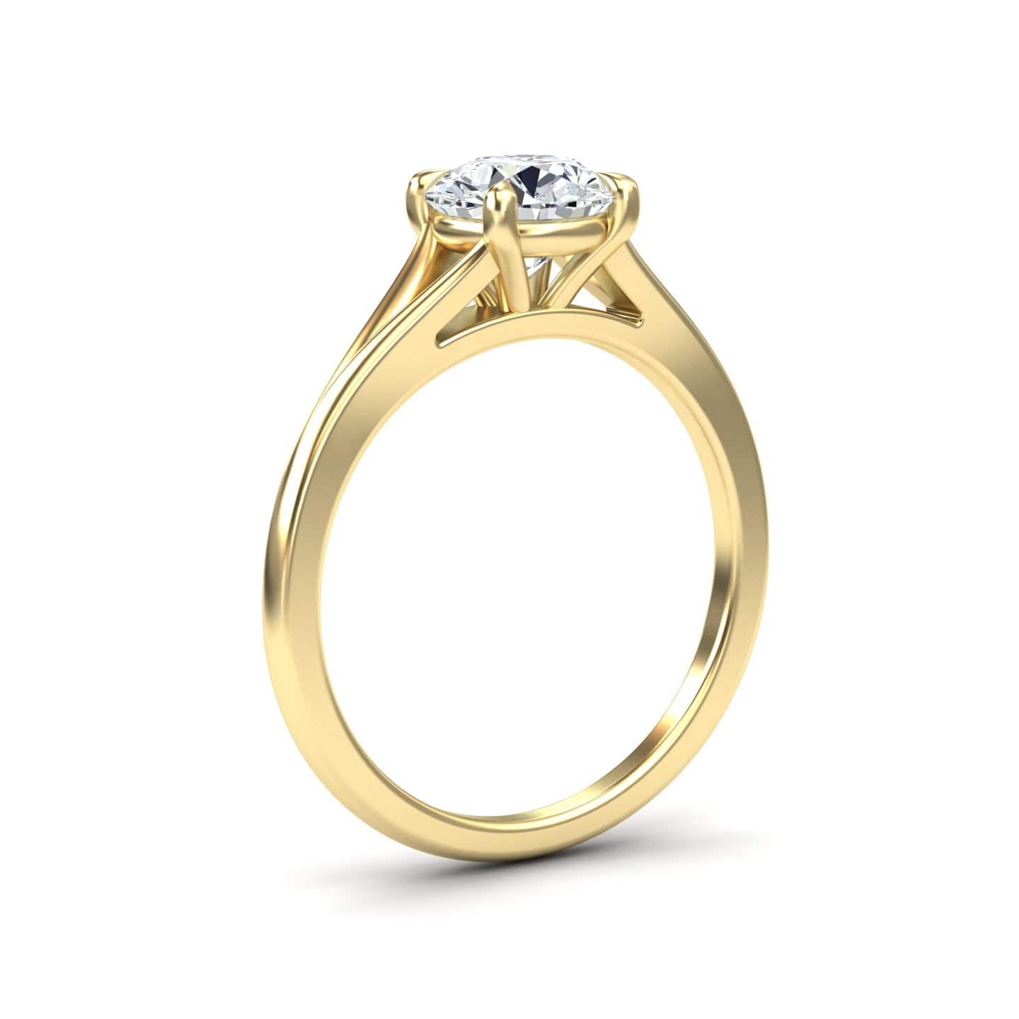 White Diamond Classic Split Shank Solitaire Engagement Ring - Jolie