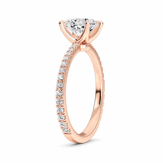 White Diamond Elegant Pave Solitaire Engagement Ring - Anahi