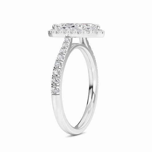 White Diamond Hexagon Halo Engagement Ring - Brighton