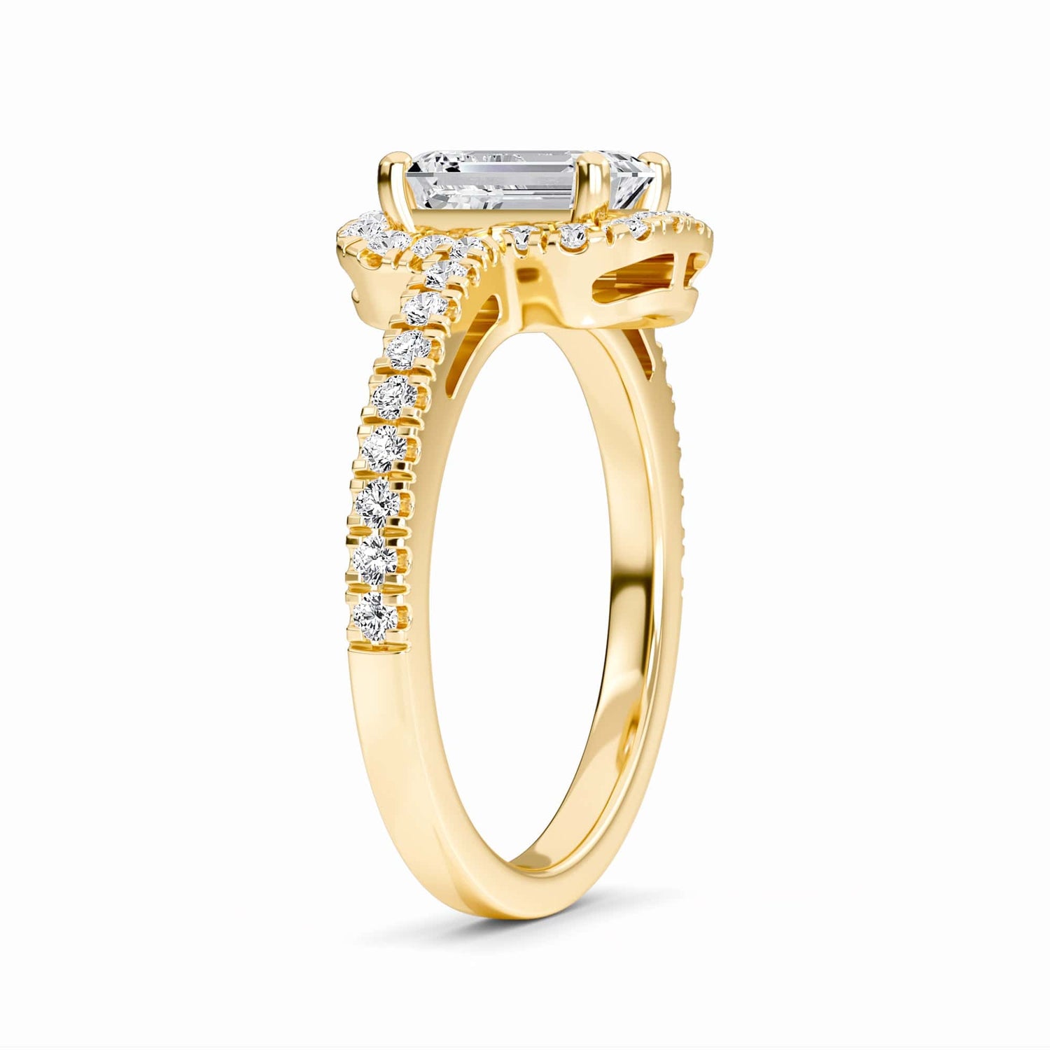 White Diamond Swirl Halo Engagement Ring - Julieta