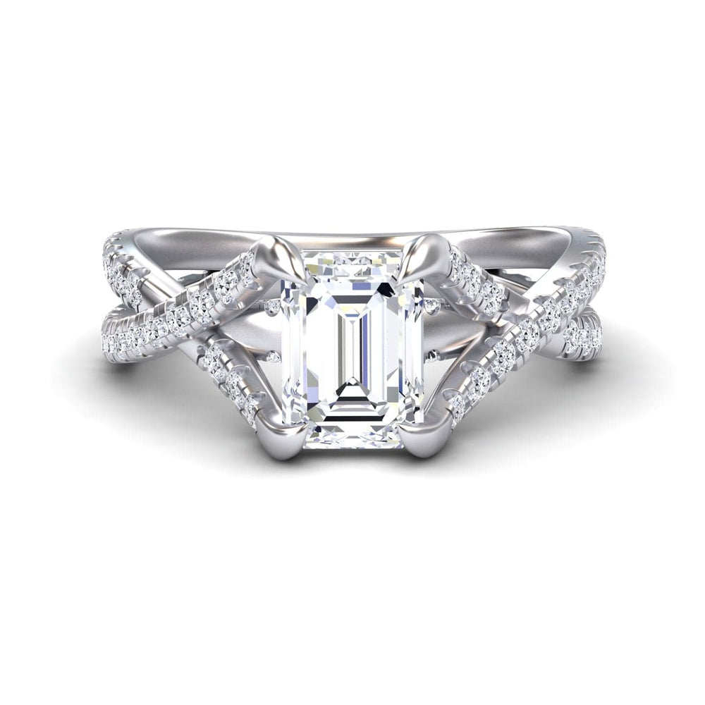 White Diamond Twisted Split Shank Engagement Ring