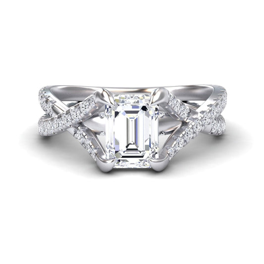 White Diamond Twisted Split Shank Engagement Ring - Brynn