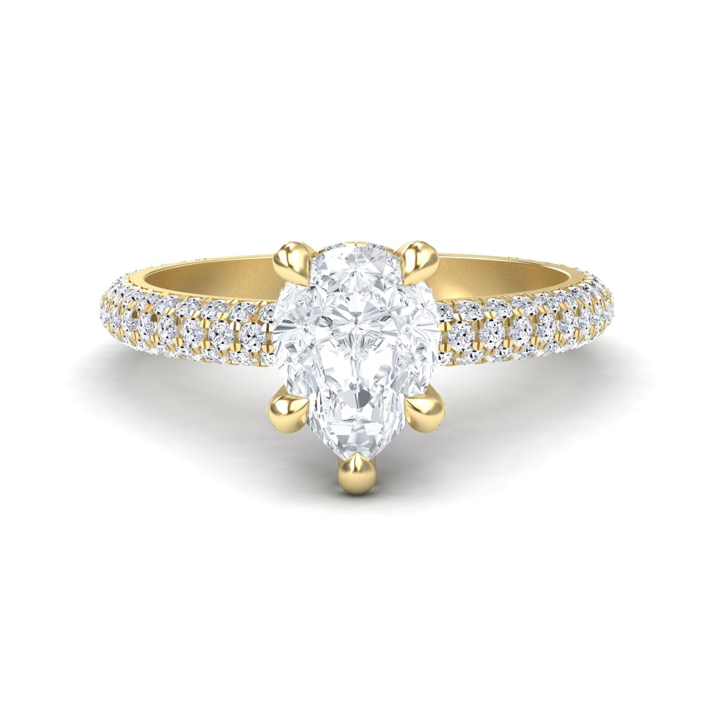 White Diamond Hidden Halo Pave Engagement Ring - Chuntao