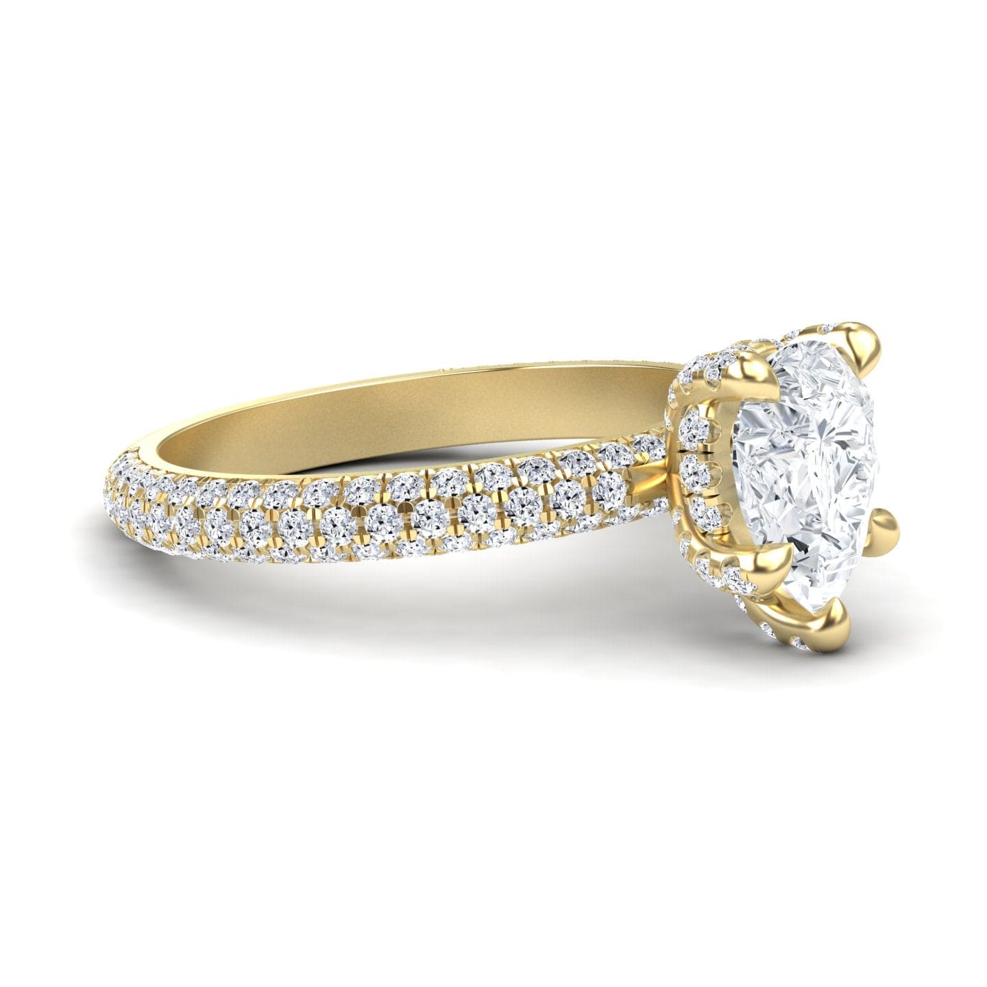 White Diamond Hidden Halo Pave Engagement Ring - Chuntao