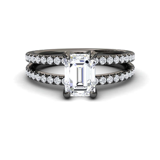 White Diamond split shank Pave-set Engagement Ring - Annabelle
