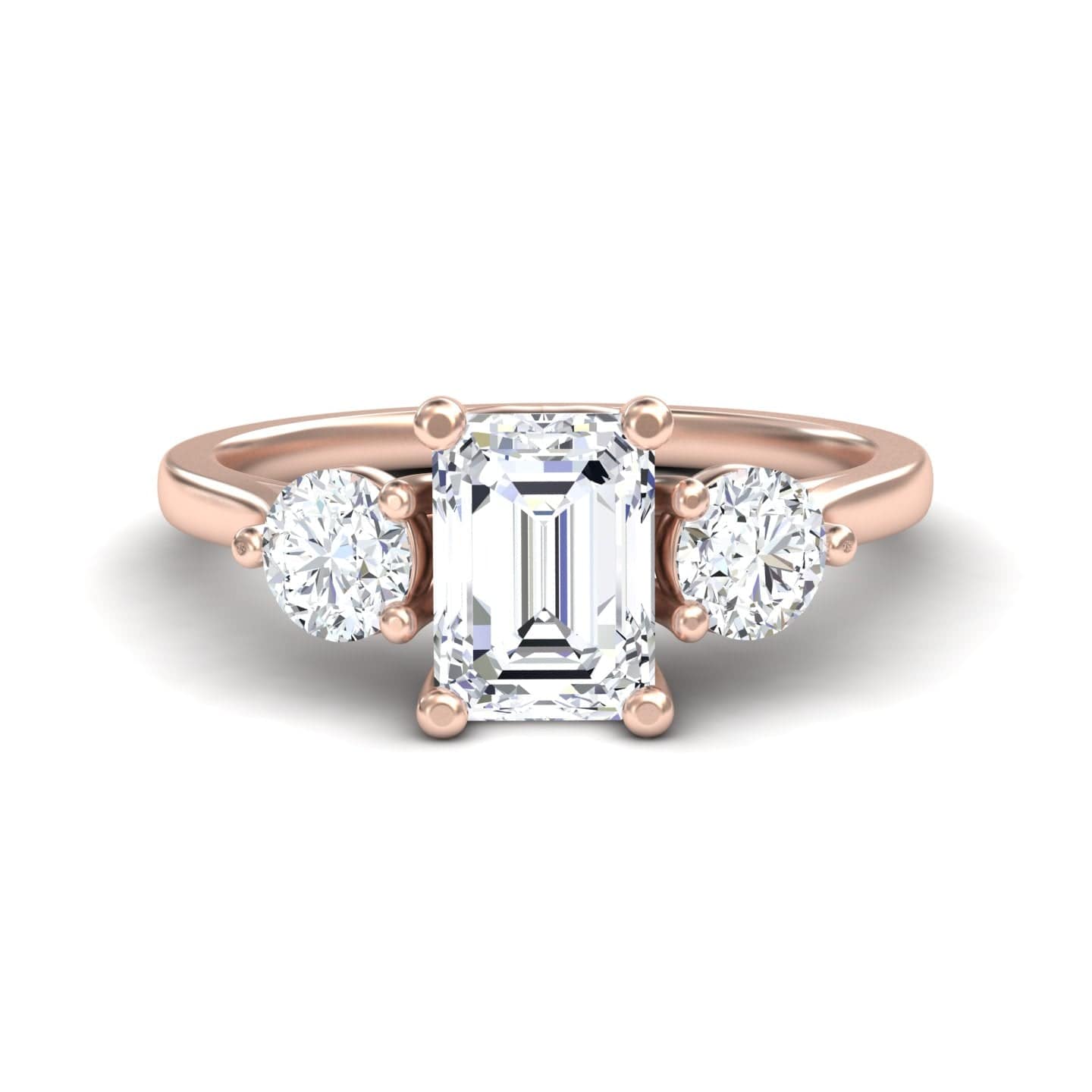 White Diamond Minimalist Three-Stone Engagement Ring - Destiny