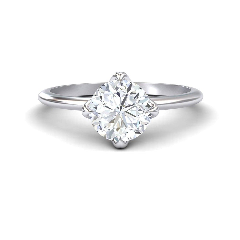 Round solitaire certified lab diamond engagement ring in 18k white gold