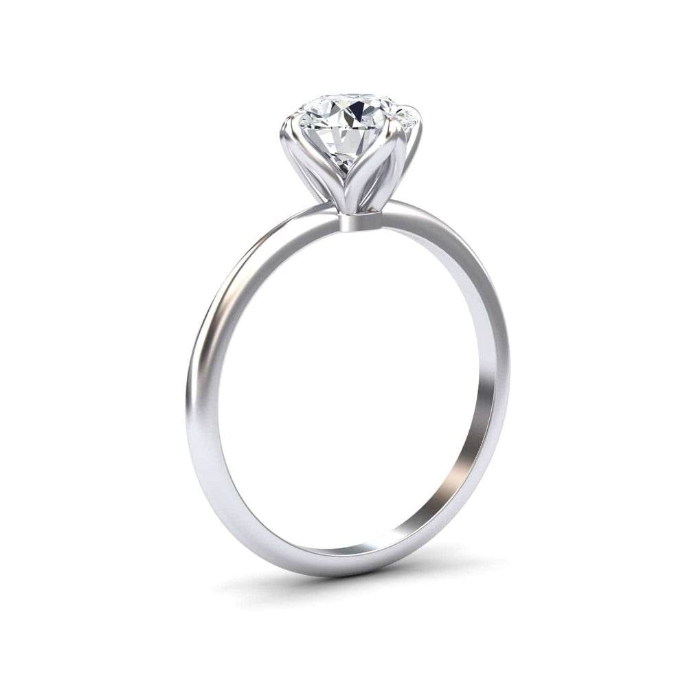 Round solitaire certified lab diamond engagement ring in 18k white gold, view 2