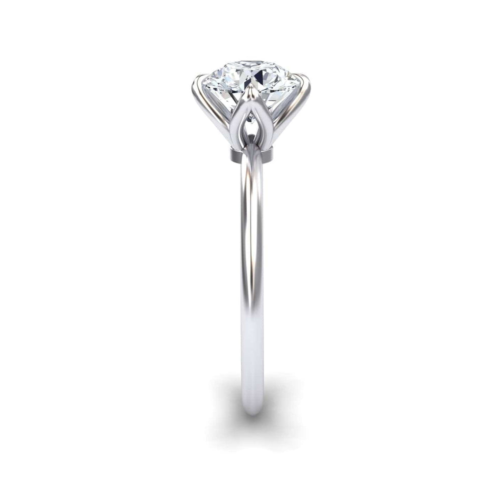 Round solitaire certified lab diamond engagement ring in 18k white gold, view 3