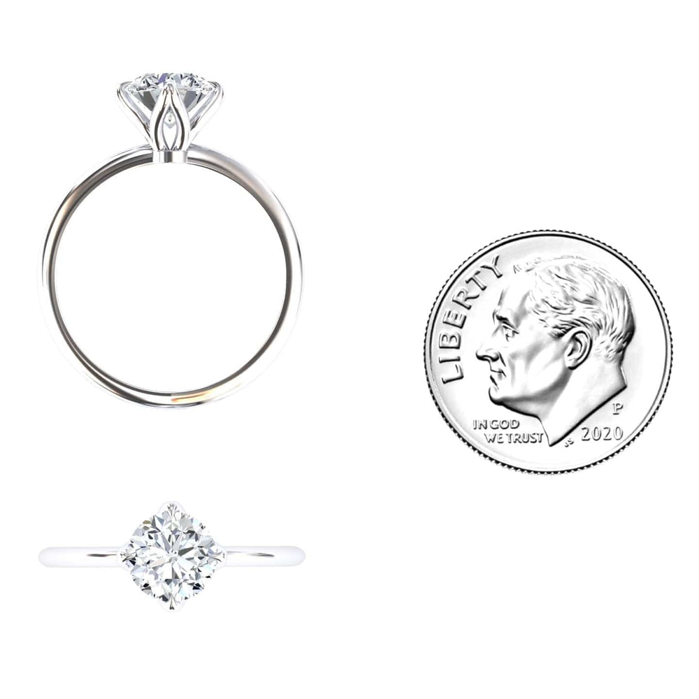 Round solitaire certified lab diamond engagement ring in 18k white gold, view 4