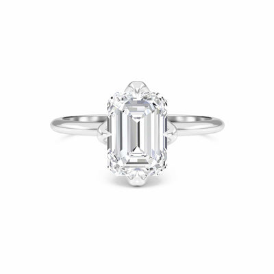 Emerald Solitaire Certified Lab Diamond Engagement Ring