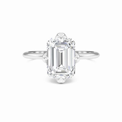 Emerald Solitaire Certified Lab Diamond Engagement Ring