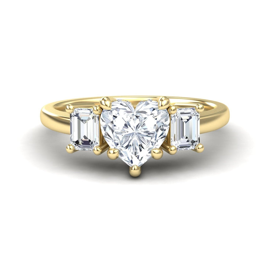 White Diamond Hidden Halo Three Stone Engagement Ring