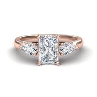White Diamond Elegant Three Stone Engagement Ring - Heidi