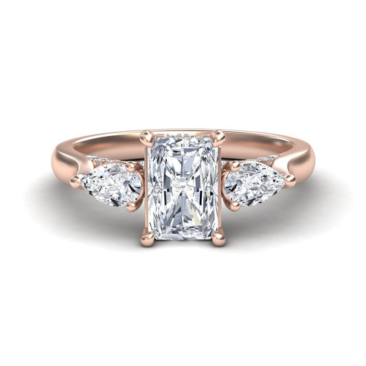 White Diamond Elegant Three Stone Engagement Ring - Heidi