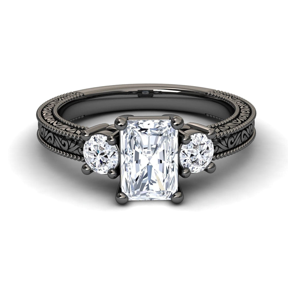 White Diamond Three-Stone Vintage Accented Engagement Ring