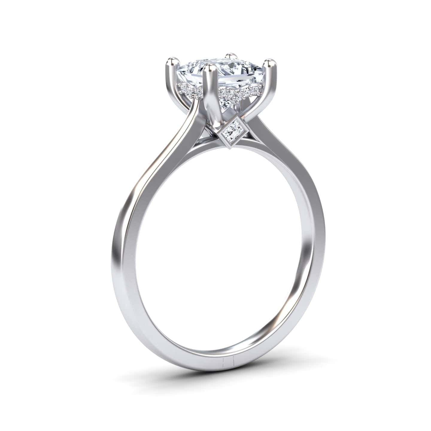 White Diamond Hidden Halo Solitaire Engagement Ring - Amy