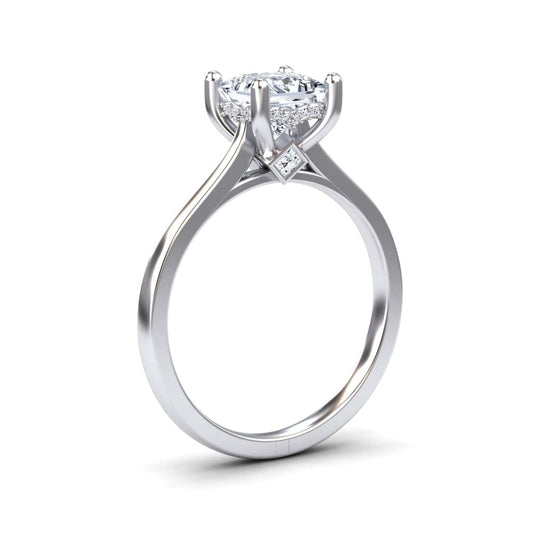 White Diamond Hidden Halo Solitaire Engagement Ring - Amy