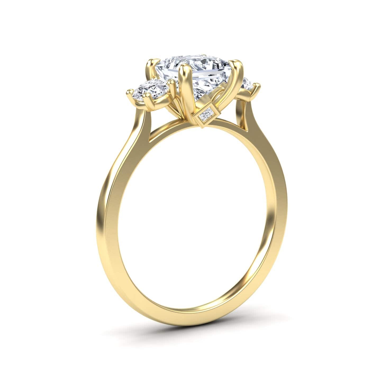 White Diamond Three Stone Hidden Accent Engagement Ring - Alexis