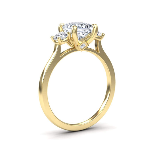 White Diamond Three Stone Hidden Accent Engagement Ring - Alexis
