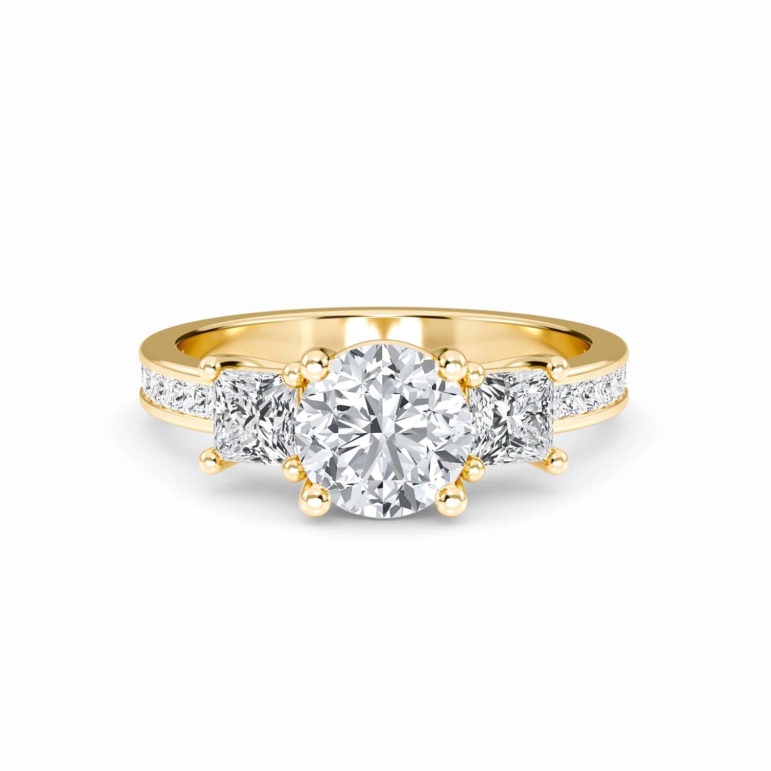 White Diamond Channel Set Three Stone Engagement Ring - Rowan