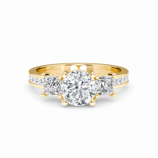 White Diamond Channel Set Three Stone Engagement Ring - Rowan