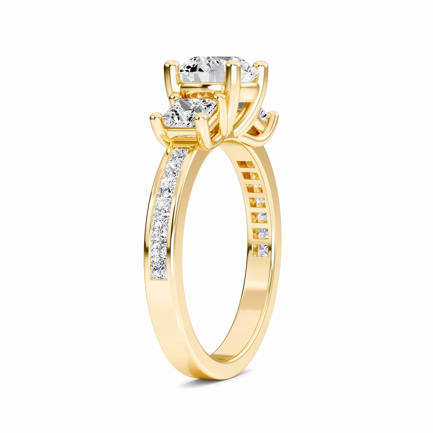 White Diamond Channel Set Three Stone Engagement Ring - Rowan