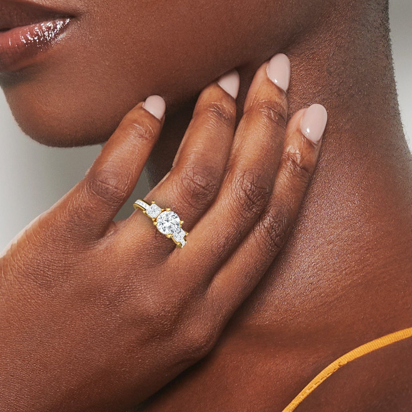 White Diamond Channel Set Three Stone Engagement Ring - Rowan
