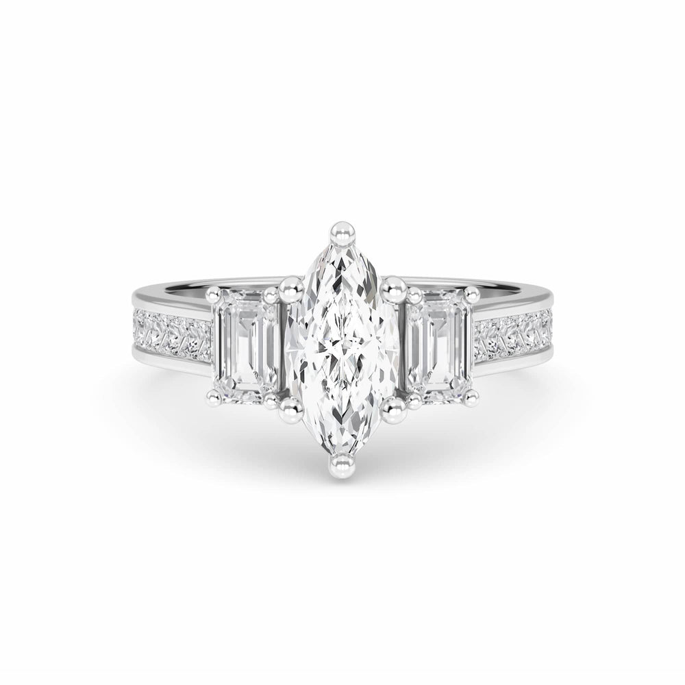 White Diamond Classic Elegance Three-Stone Engagement Ring