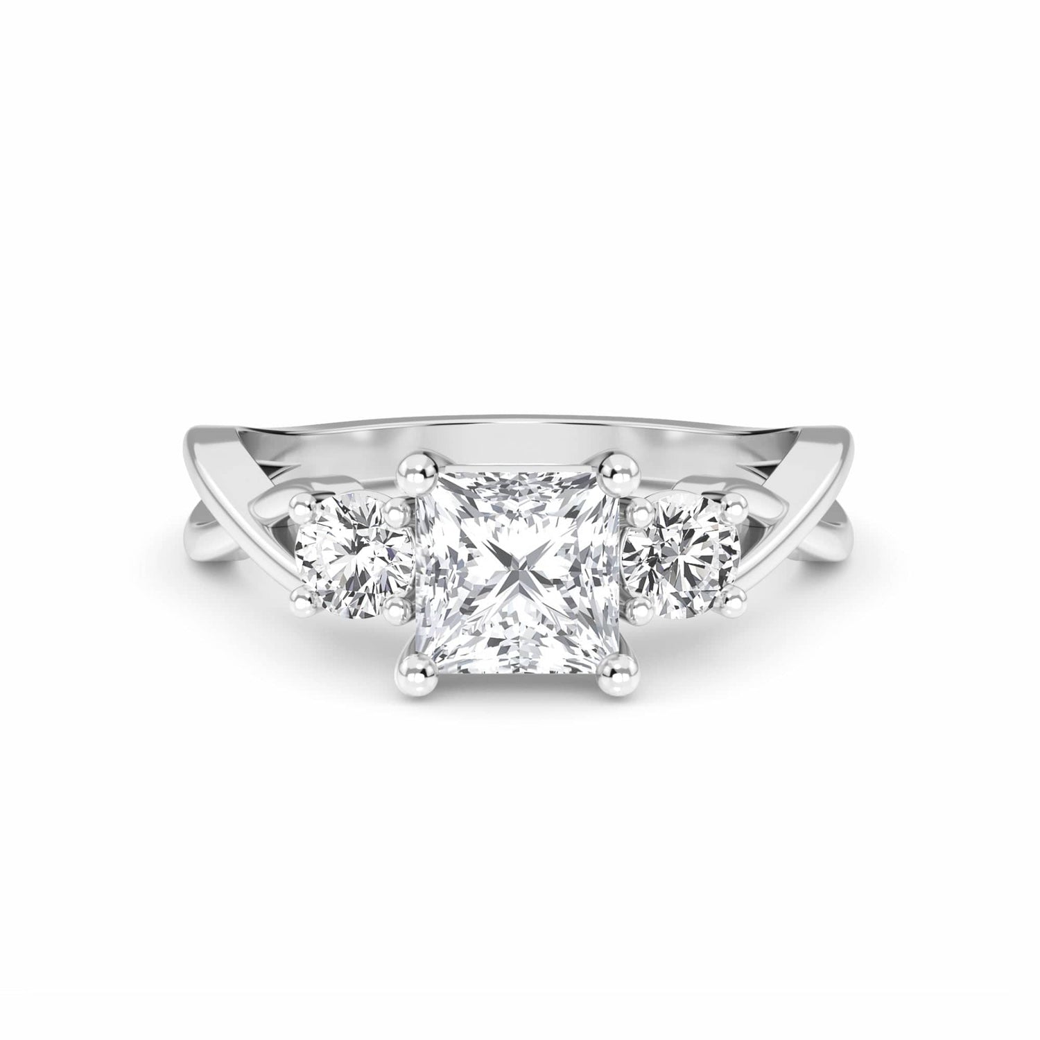 White Diamond Elegant Three Stone Engagement Ring - Remington