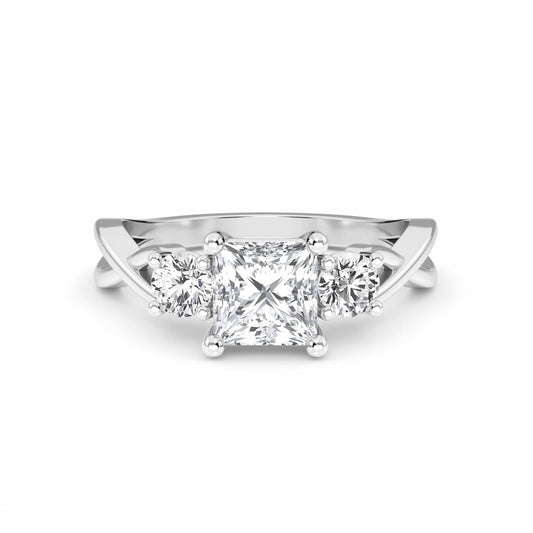 White Diamond Elegant Three Stone Engagement Ring - Remington