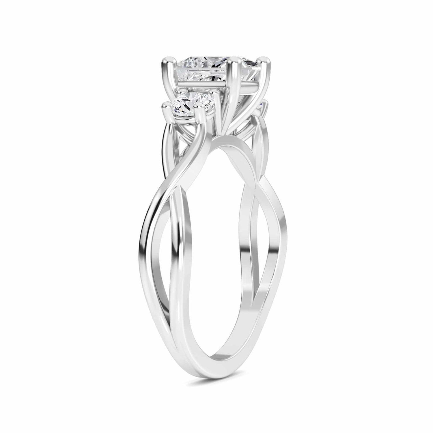 White Diamond Elegant Three Stone Engagement Ring - Remington