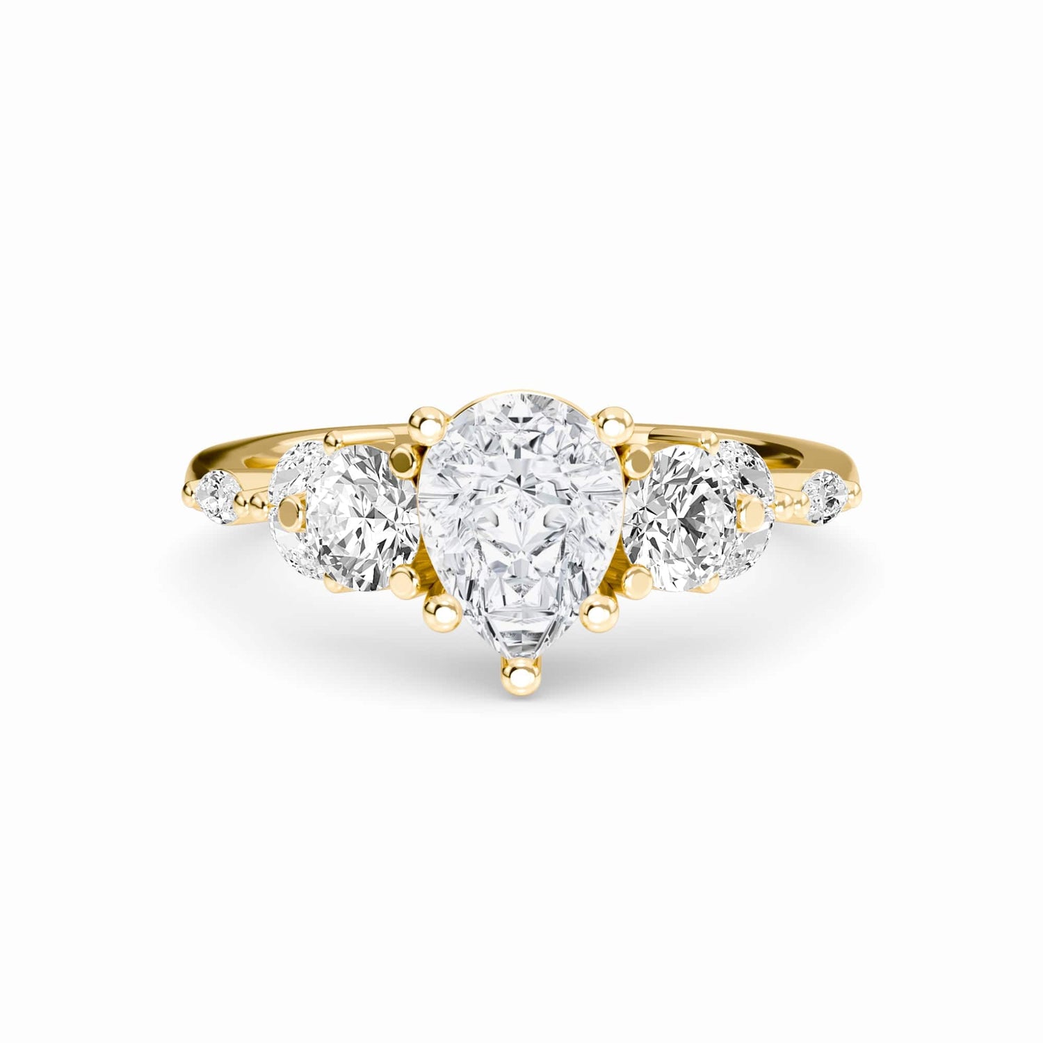 White Diamond Three Stone Accented Engagement Ring - Ridhima