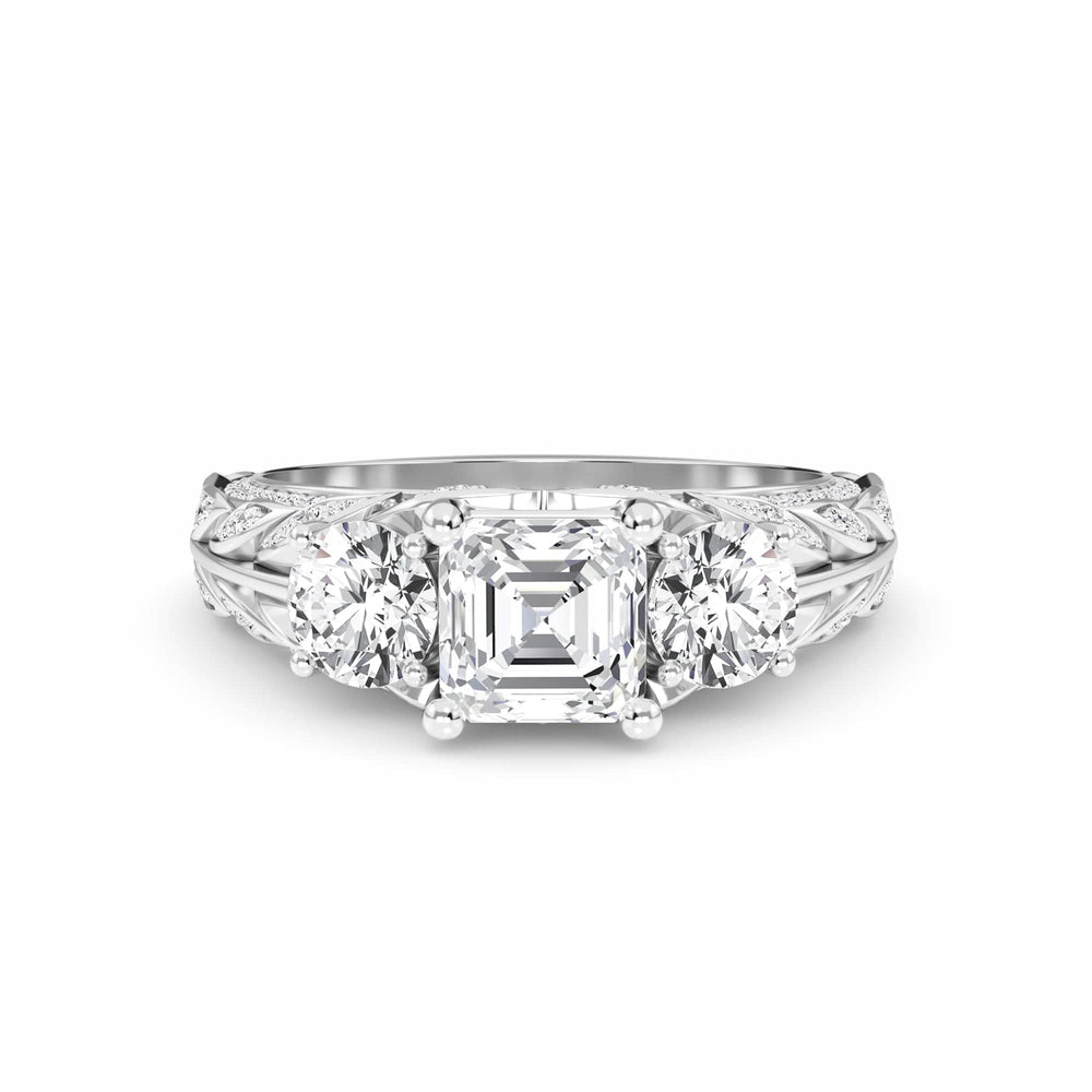 White Diamond Vintage-Inspired Three-Stone Ring