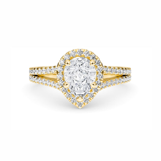 White Diamond Split Shank Halo Engagement Ring - Margot