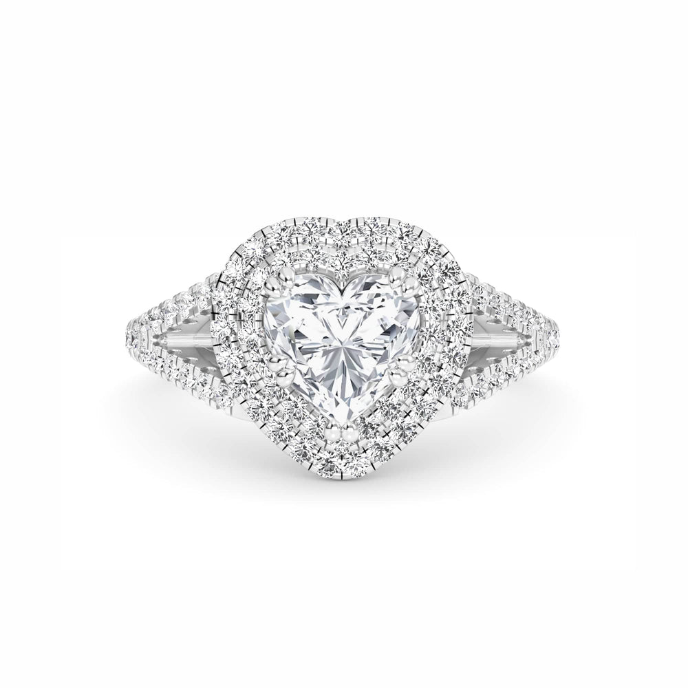 White Diamond Double Halo Pave Engagement Ring