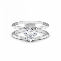 White Diamond Modern Open-Shank Solitaire Engagement Ring - Ruyue