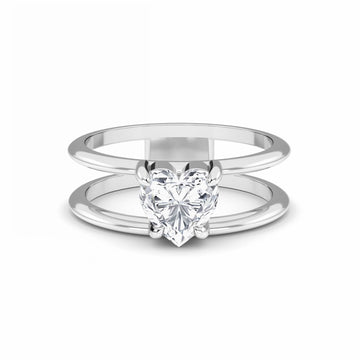 White Diamond Modern Open-Shank Solitaire Engagement Ring - Ruyue