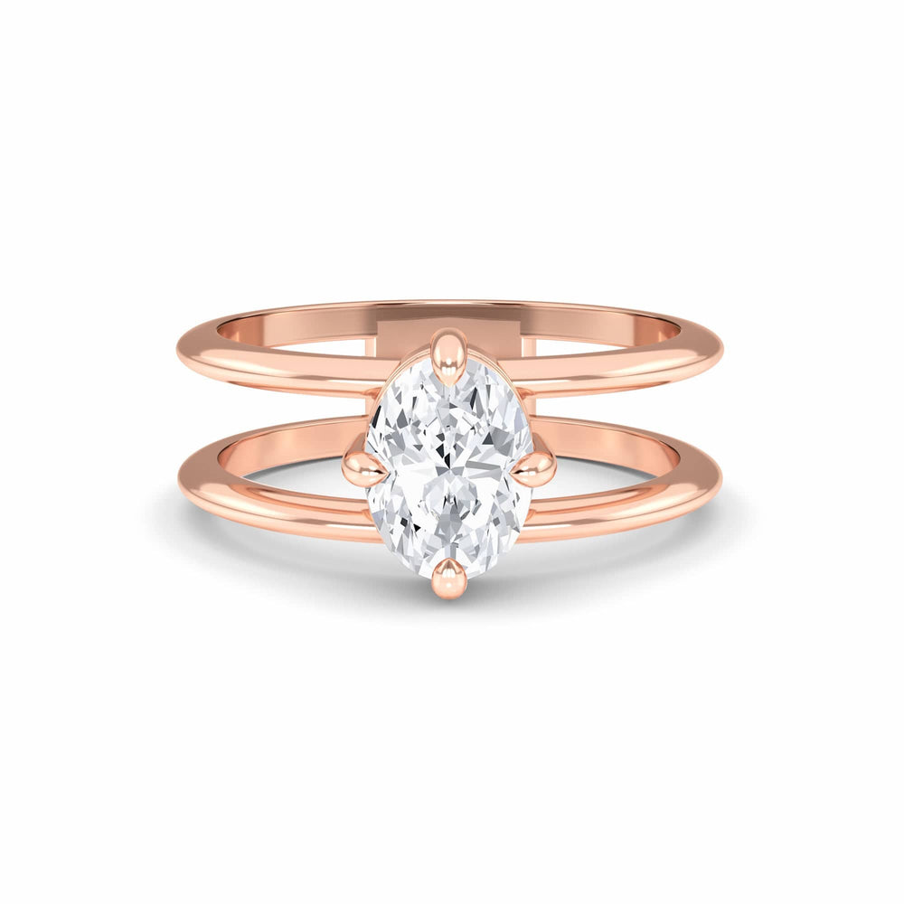 White Diamond Double Shank Hidden Halo Engagement Ring