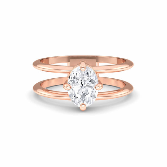 White Diamond Double Shank Hidden Halo Engagement Ring - Nova