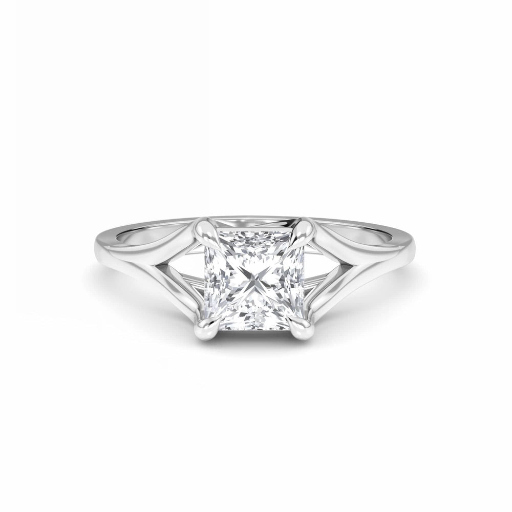 White Diamond Split Shank Solitaire Engagement Ring