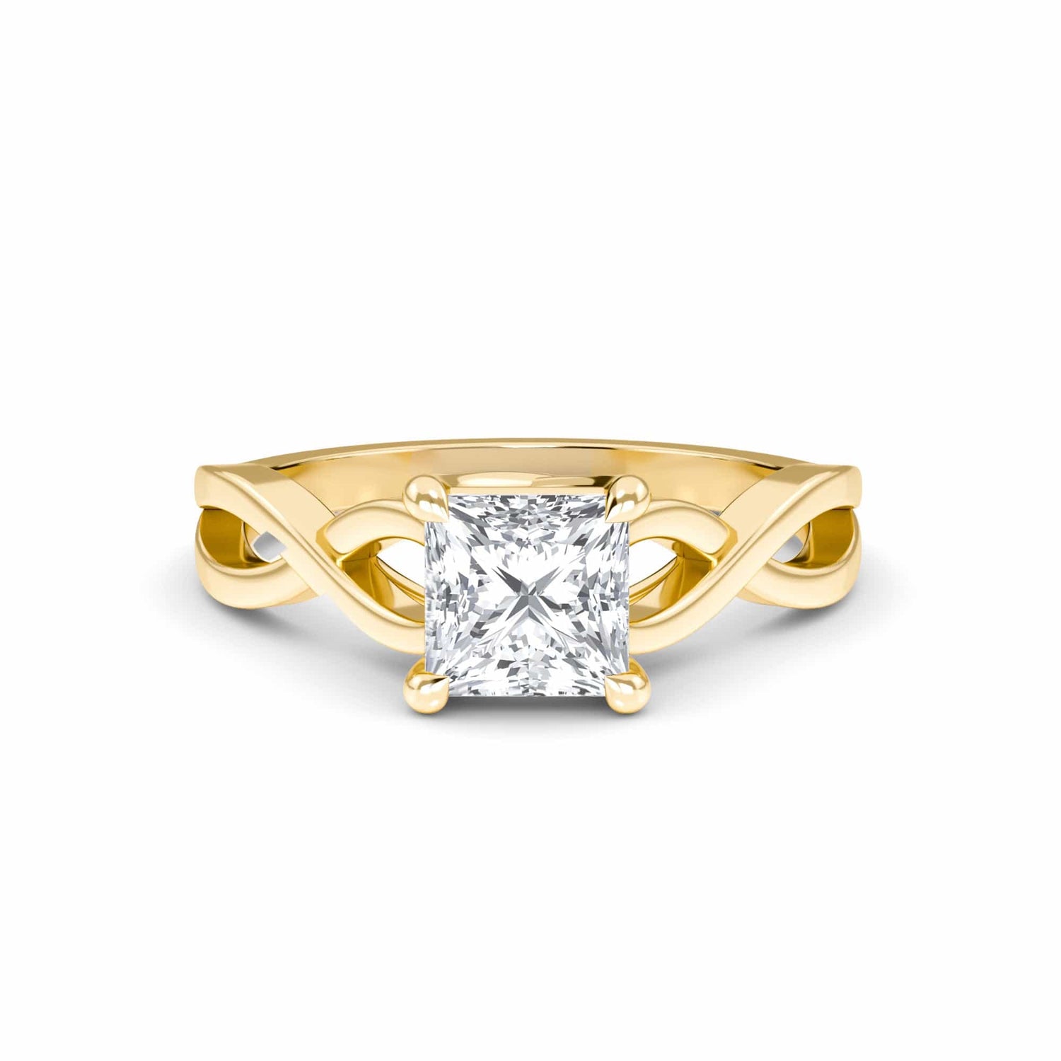 White Diamond Twisted Shank Solitaire Engagement Ring - Julianna