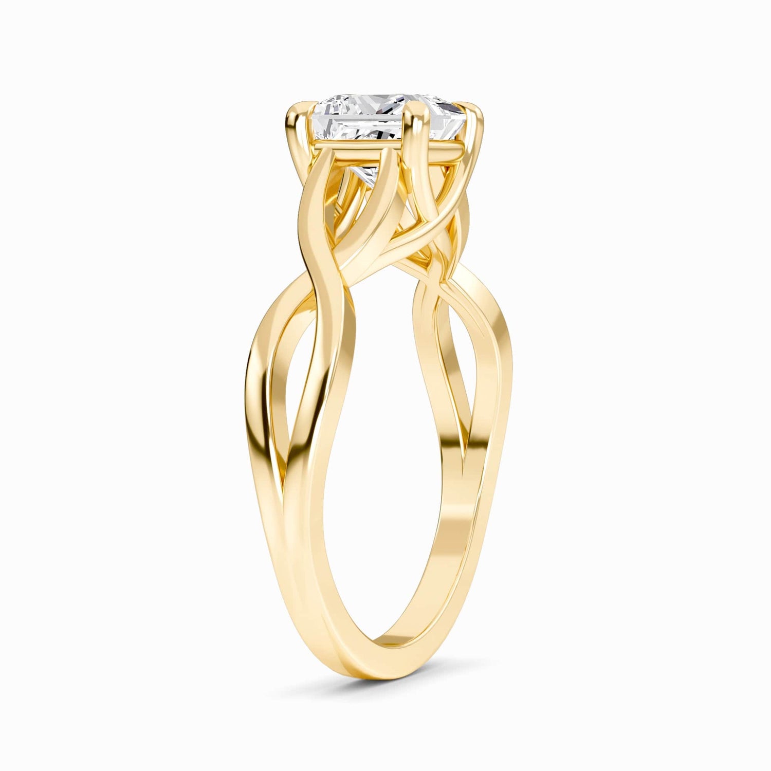 White Diamond Twisted Shank Solitaire Engagement Ring - Julianna