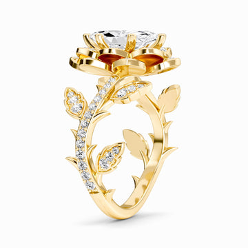 White Diamond Floral Vine Engagement Ring - Audrey
