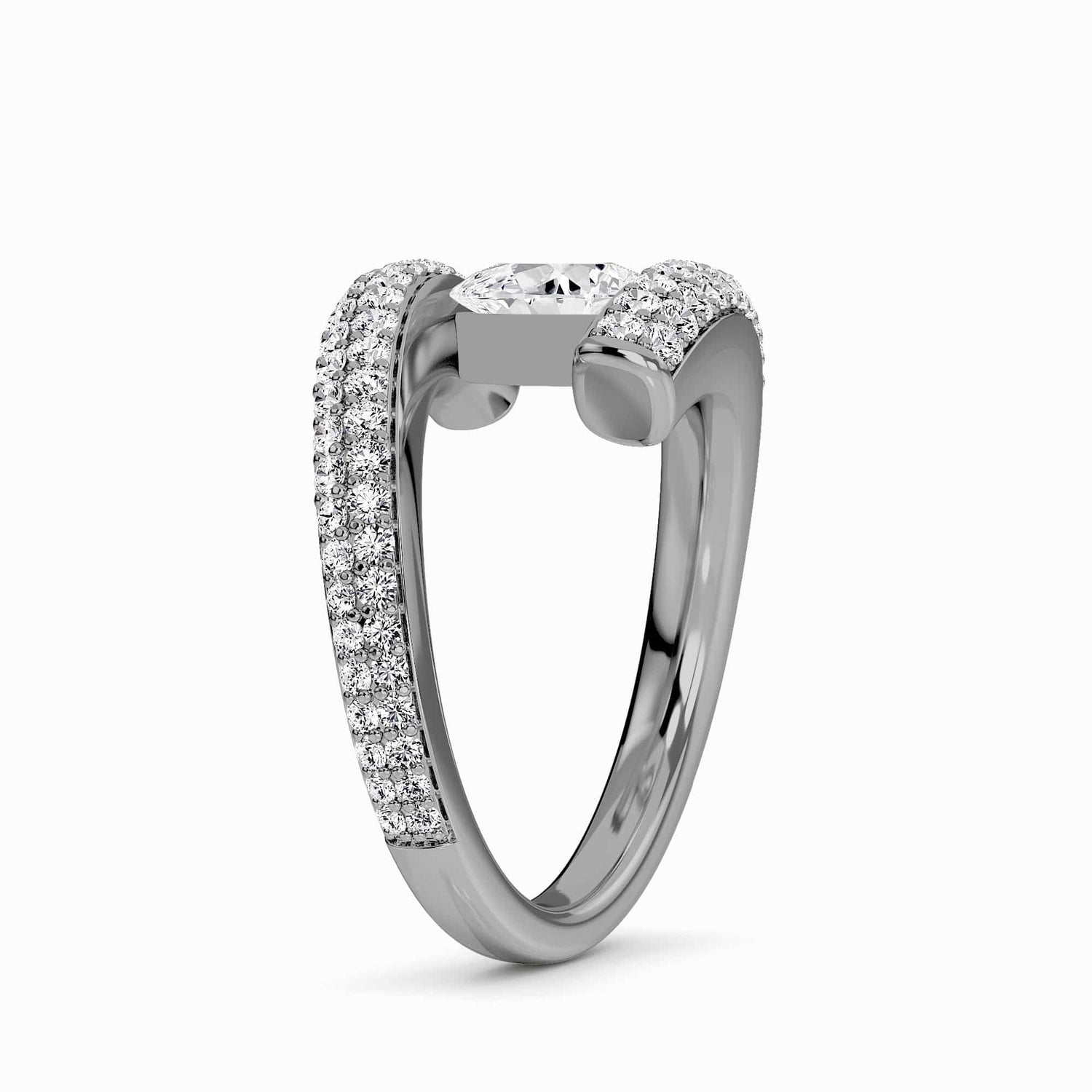 White Diamond Modern Spiral Wrap Solitaire Engagement Ring - Grace