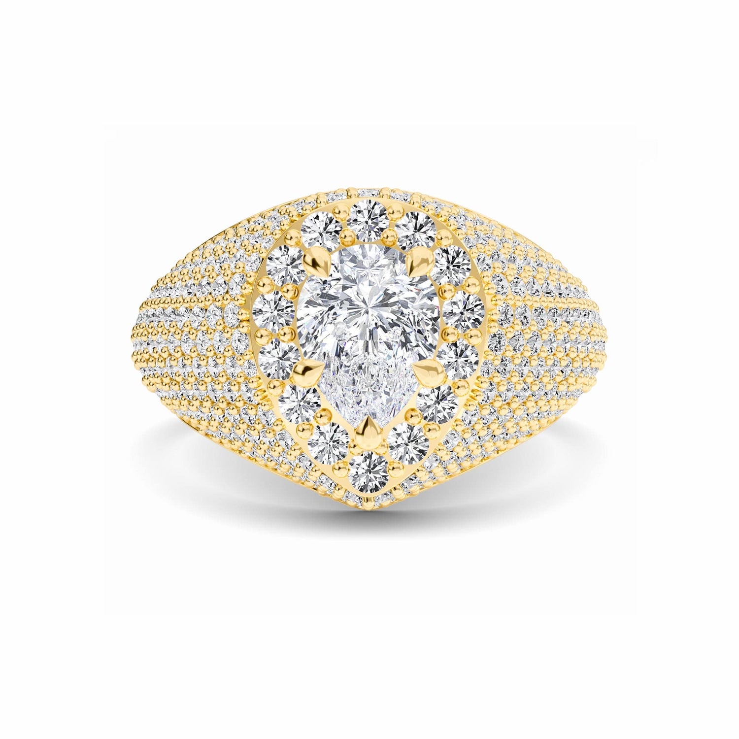 White Diamond Dome Pave Cocktail Engagement Ring - Mackenzie