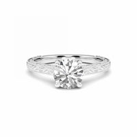 White Diamond Delicate Vine-Inspired Engagement Ring - Gianna