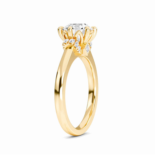White Diamond Elegant Three-Stone Petite Accented Engagement Ring - Nicole